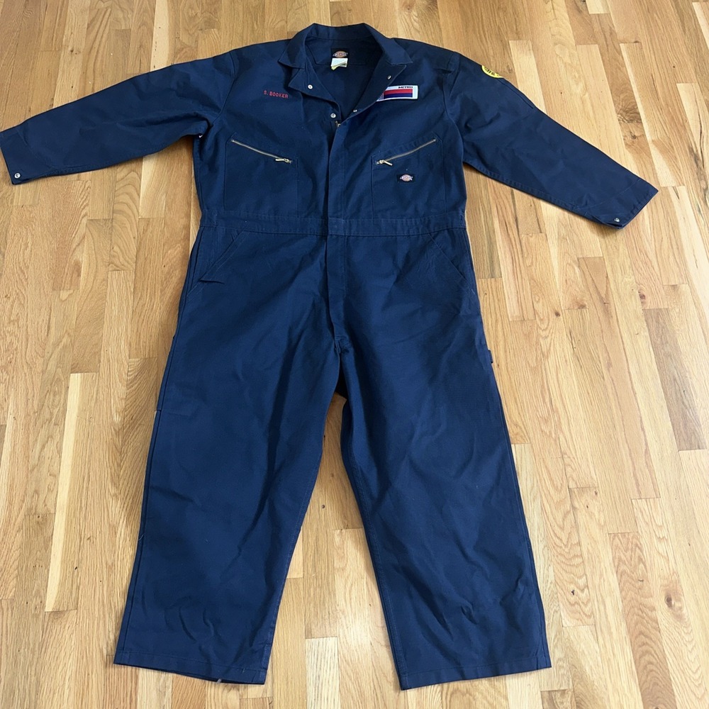 Dickies Coveralls Long Sleeve Dark Navy Blue Zip Mechanic Work Mens Size 2XLR.‎